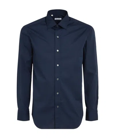 Salvatore Piccolo Buckle Long-sleeved Shirt In Blue