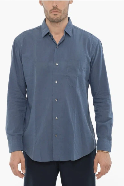 Salvatore Piccolo Classic Collar Popeline Cotton Alberto Shirt In Gray