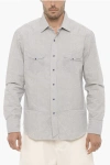 SALVATORE PICCOLO HAIRLINE STRIPED TEXANA SHIRT WITH DOUBLE BREAST POCKET