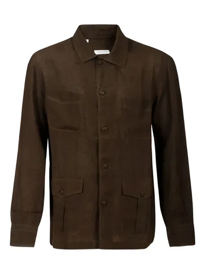 Salvatore Piccolo Linen Pocket Jacket In Brown