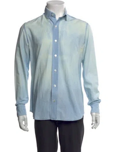 Pre-owned Salvatore Piccolo Long Sleeve Dress Shirt In Blue