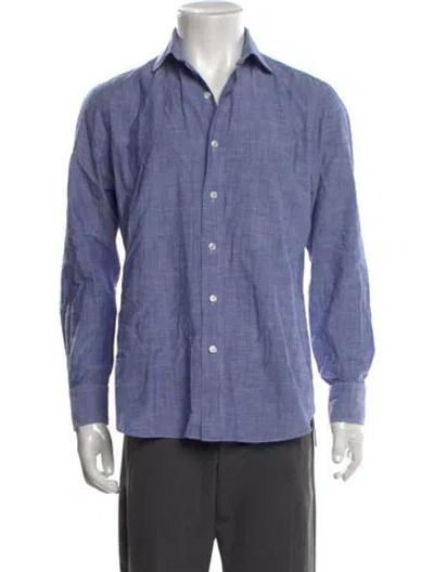 Pre-owned Salvatore Piccolo Long Sleeve Dress Shirt In Blue