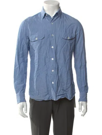 Pre-owned Salvatore Piccolo Long Sleeve Dress Shirt In Blue