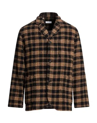 Salvatore Piccolo Man Blazer Black Size L Virgin Wool, Polyamide In Brown