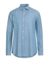 Salvatore Piccolo Man Denim Shirt Blue Size 17 ½ Cotton