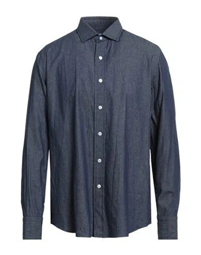 Salvatore Piccolo Man Denim Shirt Blue Size 17 Cotton