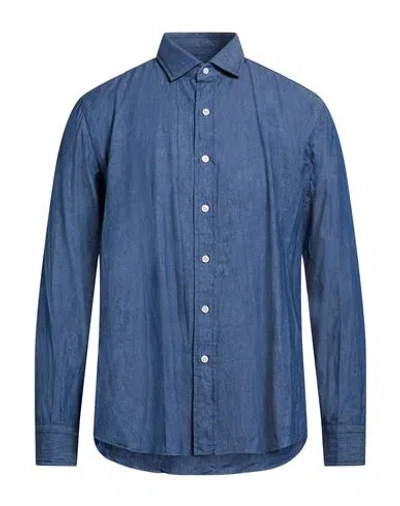 Salvatore Piccolo Man Shirt Blue Size 17 ½ Cotton
