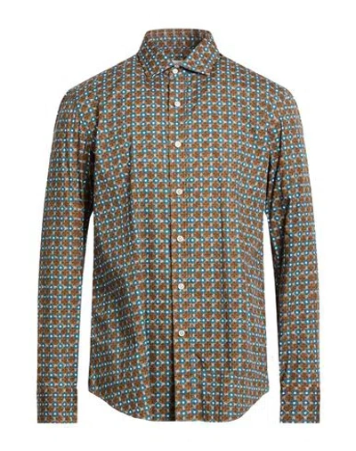 Salvatore Piccolo Man Shirt Brown Size 16 ½ Cotton