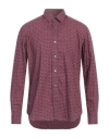 Salvatore Piccolo Man Shirt Burgundy Size 16 Cotton In Red