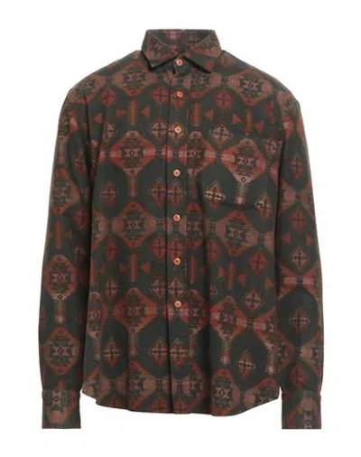 Salvatore Piccolo Man Shirt Dark Green Size M Cotton In Brown