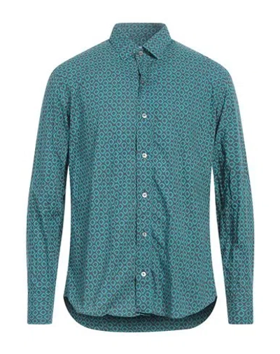 Salvatore Piccolo Man Shirt Deep Jade Size 17 ½ Cotton In Green