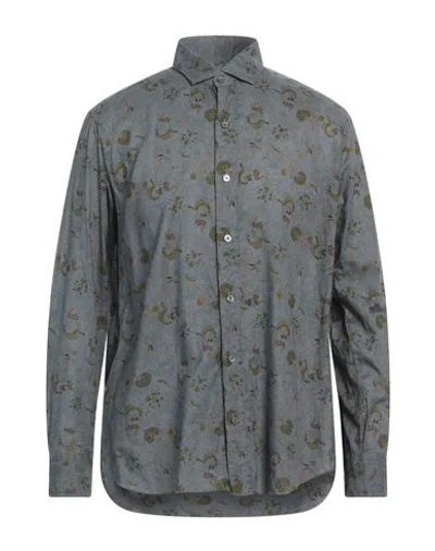 Salvatore Piccolo Man Shirt Lead Size 17 ½ Cotton In Grey