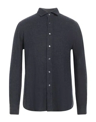 Salvatore Piccolo Man Shirt Midnight Blue Size 16 ½ Rayon, Linen, Wool