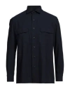 Salvatore Piccolo Man Shirt Midnight Blue Size S Paper, Virgin Wool In Blue
