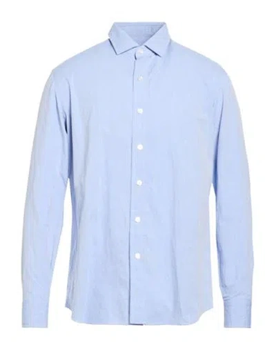 Salvatore Piccolo Man Shirt Sky Blue Size 17 ½ Cotton In Brown