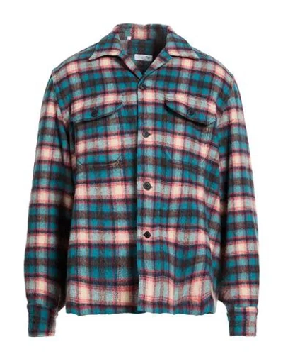 Salvatore Piccolo Man Shirt Turquoise Size Xl Wool, Nylon, Alpaca Wool In Blue