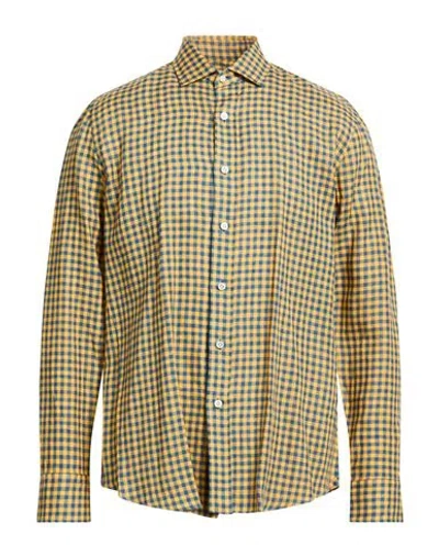 Salvatore Piccolo Man Shirt Yellow Size 17 ½ Linen In Multi
