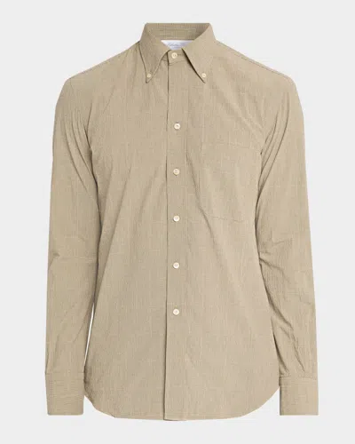 Salvatore Piccolo Men & Apos;s Cotton Micro-grid Check Button-down Shirt In Neutral