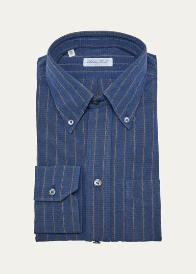 Salvatore Piccolo Men's Brooks Micro-stripe Casual Button-down Shirt In Blue
