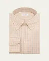 Salvatore Piccolo Men's Cotton Micro-plaid Pocket Button-down Shirt In Neutral
