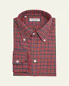 Salvatore Piccolo Men's Cotton Plaid Button-collar Sport Shirt In Red Blu Yllw