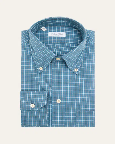 Salvatore Piccolo Men's Cotton Plaid Pocket Button-down Shirt In Blue