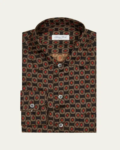 Salvatore Piccolo Men's Silk Geometric Circle-print Dress Shirt In Multi