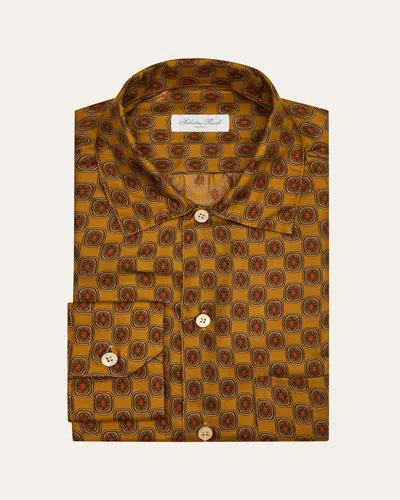 Salvatore Piccolo Men's Silk Geometric Circle-print Dress Shirt In Multi