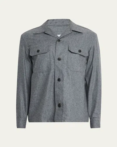 Salvatore Piccolo Men's Wool Double-pocket Overshirt In Animal Print