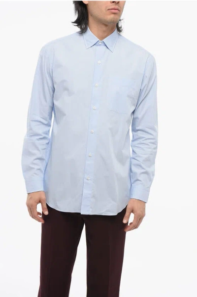 Salvatore Piccolo Poplin Cotton Alberto Shirt With Breast Pocket In Blue