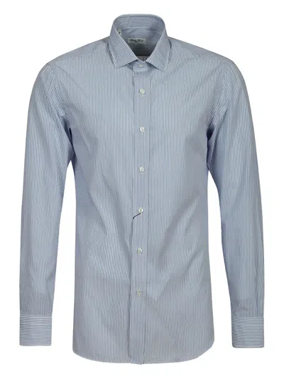 Salvatore Piccolo Striped Cotton Shirt In Blue