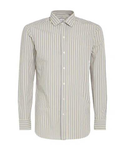 Salvatore Piccolo Striped Long-sleeved Shirt In Gray