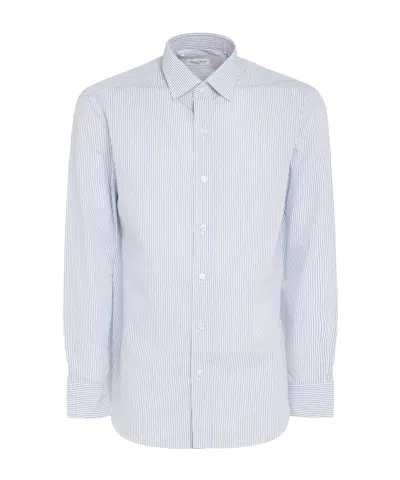 Salvatore Piccolo Striped Long-sleeved Shirt In White