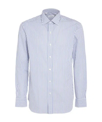 Salvatore Piccolo Striped Long-sleeved Shirt In White