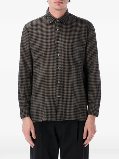Salvatore Piccolo Tahiti Check-pattern Chest-pocket Shirt In Black