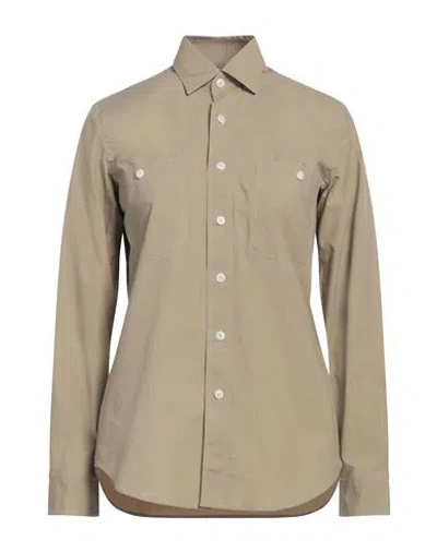 Salvatore Piccolo Woman Shirt Camel Size 8 Cotton In Beige