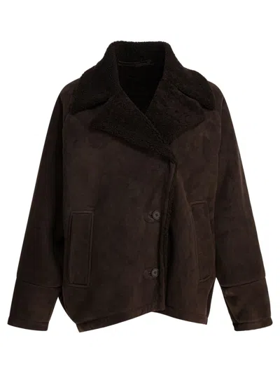 Salvatore Santoro Balzer Shearling Suede Leather In Brown