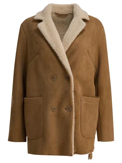Salvatore Santoro Balzer Shearling Suede Leather Jacket In Brown