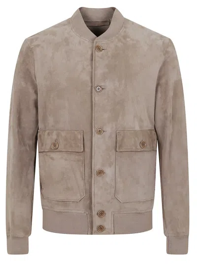 Salvatore Santoro Beige Lamb Leather Bomber Jacket
