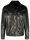 Salvatore Santoro Press Stud Leather Shirt Jacket In Black