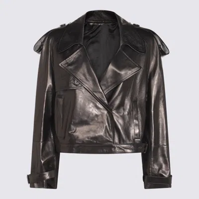 Salvatore Santoro Black Leather Jacket In Brown