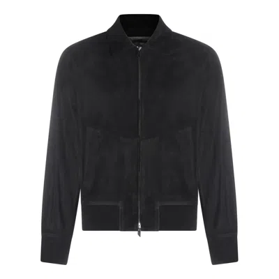 Salvatore Santoro Zip-up Suede Jacket In Black