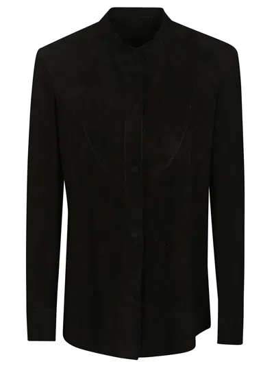 Salvatore Santoro Black Ovine Leather Jacket With Mandarin Collar