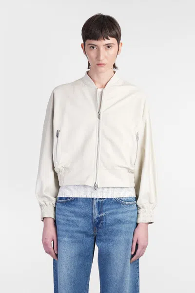 Salvatore Santoro Bomber In Beige Leather