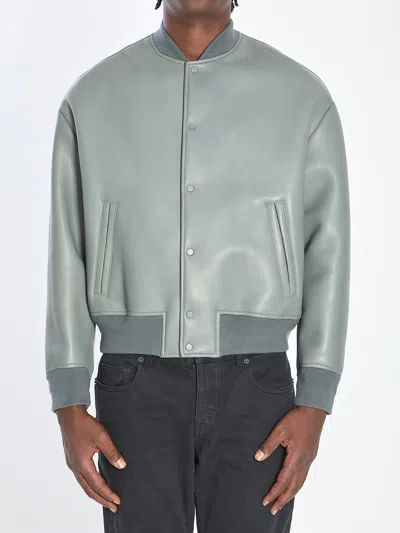 Salvatore Santoro Bomber Jacket In Plongé Nappa Leather In Gray