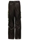 Salvatore Santoro Brown Cargo Pants In Nappa Leather Woman In Black