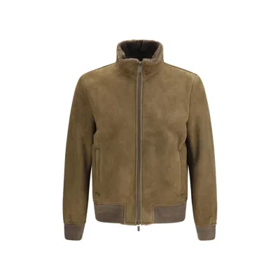 Salvatore Santoro Brown Lamb Ovis Aries Full-length Jacket In Green