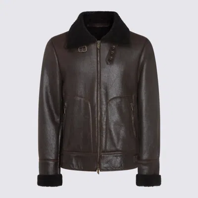 SALVATORE SANTORO BROWN LEATHER JACKET