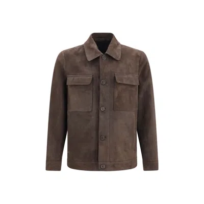 Salvatore Santoro Suede Jacket Long Sleeves Chest Pockets In Multi