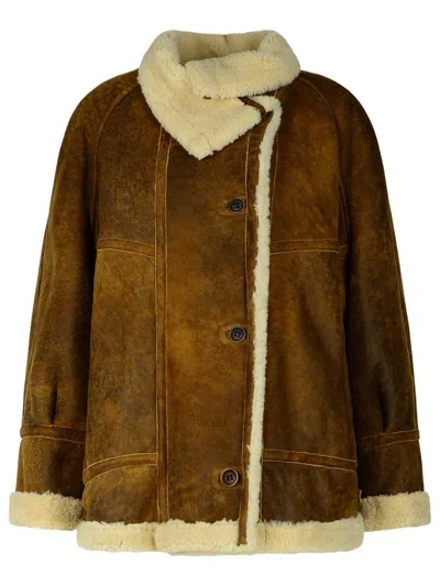 SALVATORE SANTORO SALVATORE SANTORO BROWN LEATHER SHEEPSKIN JACKET